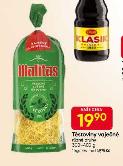 Malitas Těstoviny vaječné různé druhy 300-400 g