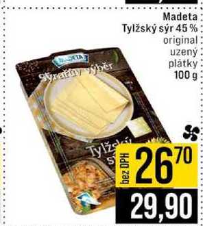 Madeta Tylžský sýr 45 % original uzený plátky 100 g