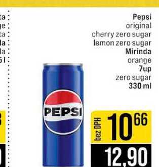 Pepsi original cherry zero sugar lemon zero sugar Mirinda orange 7up zero sugar 330 ml 