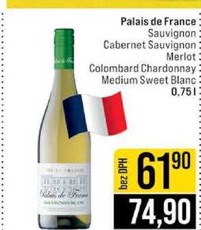 Palais de France Sauvignon Cabernet Sauvignon Merlot Colombard Chardonnay Medium Sweet Blanc 0,75l