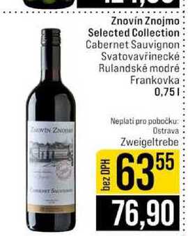 Znovín Znojmo Selected Collection Cabernet Sauvignon 3 Svatovavřinecké Rulandské modré Frankovka 0,75l