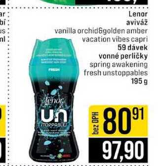 Lenor aviváž vanilla orchid&golden amber vacation vibes capri lenor 59 dávek vonné perličky spring awakening fresh unstoppables 195 g