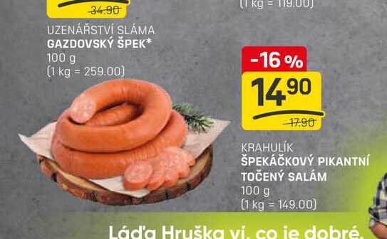 ŠPEKÁČKOVÝ PIKANTNÍ TOČENÝ SALÁM 100 g