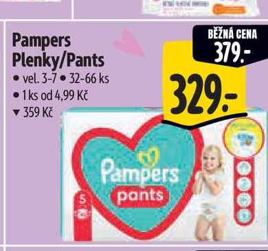 Pampers Plenky/Pants vel. 3-7  32-66 ks 