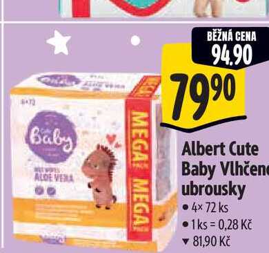   Albert Cute Baby Vlhčene ubrousky  4x 72 ks 