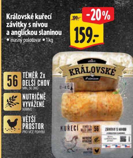 Královské kuřecí závitky s nivou a anglickou slaninou  1 kg