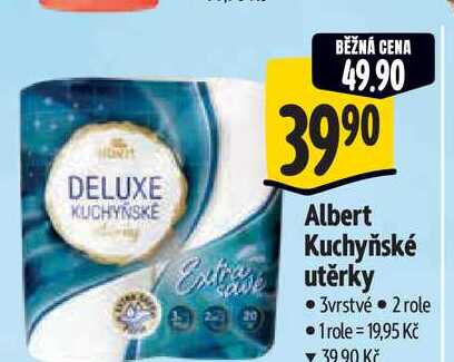   Albert Kuchyňské Extra utěrky 3vrstvé  2 role 