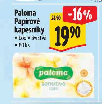 Paloma Papírové kapesníky box 3vrstvé  80 ks 