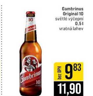 Gambrinus Originál 10 světlé výčepni 0,5l