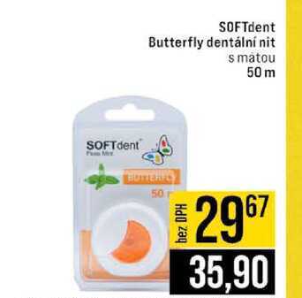 SOFTdent Butterfly dentální nit s matou 50 m 
