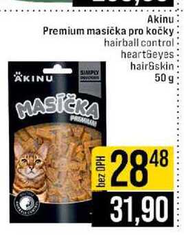 Akinu Premium masička pro kočky hairball control heart eyes hair&skin 50 g