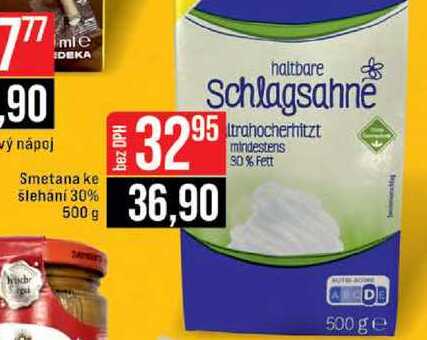 Smetana ke šlehání 30% 500 g