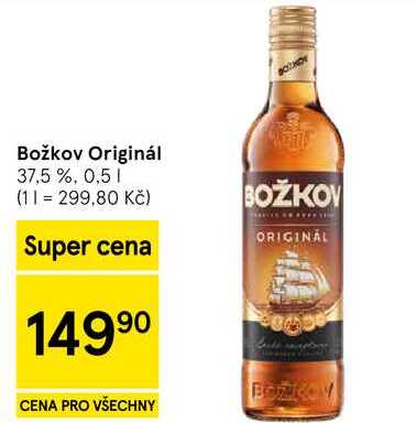 Božkov Originál 37,5%, 0,5 l