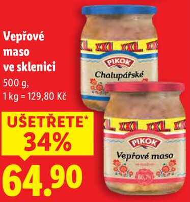 Vepřové maso ve sklenici, 500 g