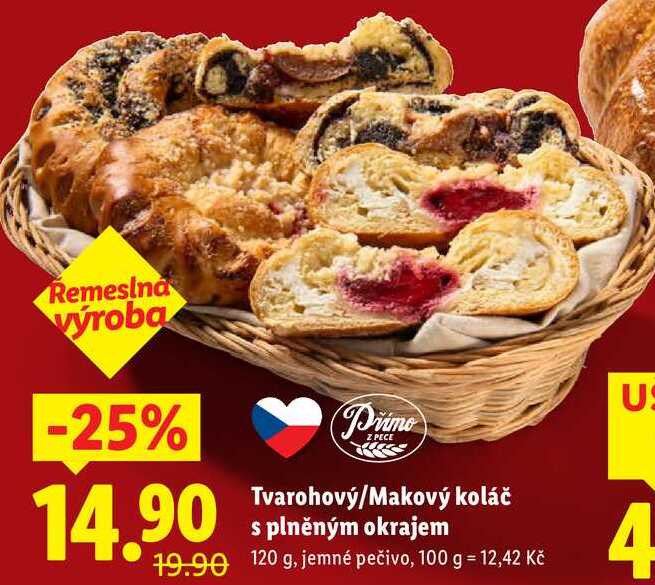 Tvarohový/Makový koláč s plněným okrajem, 120 g