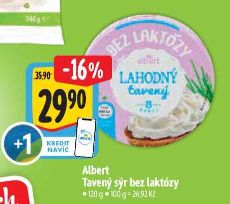   Albert Tavený sýr bez laktózy 120 g  