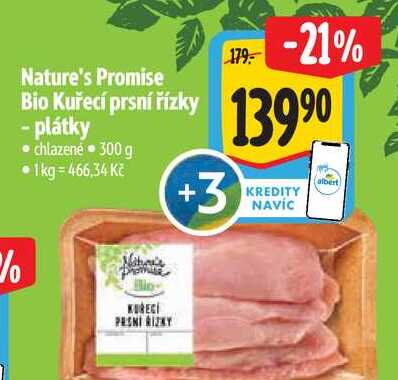 Nature's Promise Bio Kuřecí prsní řízky - plátky  300 g