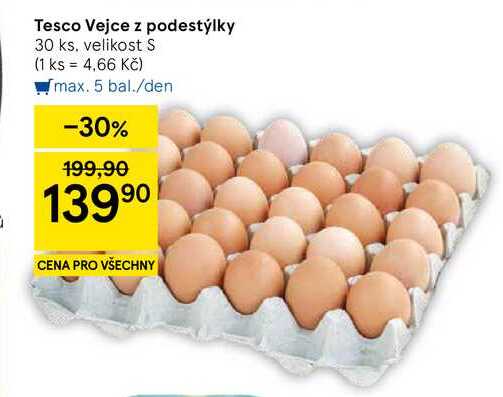 Tesco Vejce z podestýlky, 30 ks. velikost S  