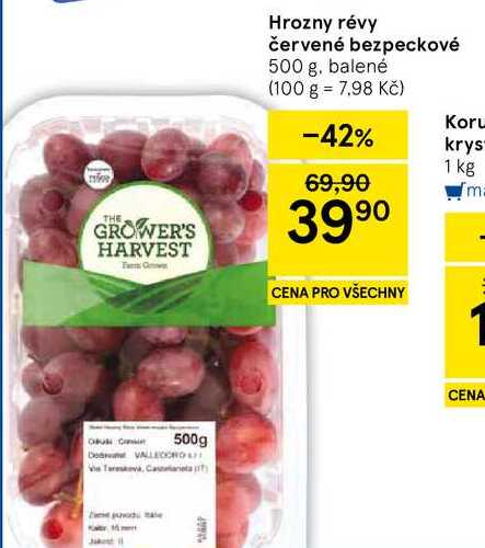 Hrozny révy červené bezpeckové, 500 g, balené 