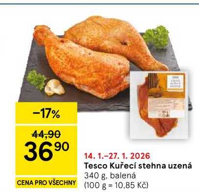 Tesco Kuřecí stehna uzená, 340 g, balená 