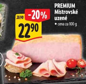 PREMIUM Mistrovské uzené, cena za 100 g 