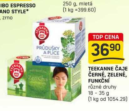 TEEKANNE ČAJE ČERNÉ, ZELENÉ, FUNKČNÍ různé druhy 18-35 g