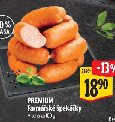 PREMIUM Farmářské špekáčky, cena za 100 g 