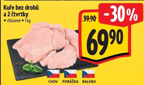 Kuře bez drobů a 2 čtvrtky, 1 kg