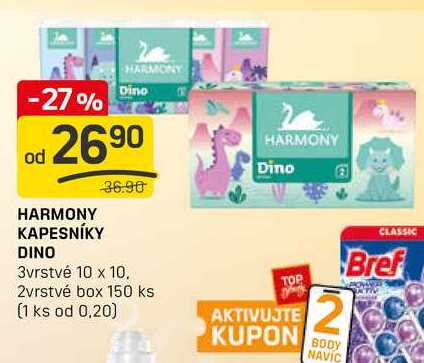 HARMONY KAPESNÍKY DINO 3vrstvé 10 x 10, 2vrstvé box 150 ks 