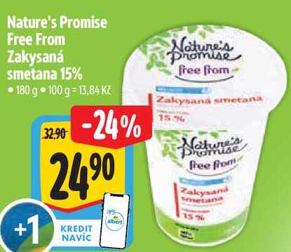 Nature's Promise Free From Zakysaná smetana 15%, 180 g 