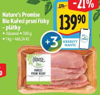 Nature's Promise Bio Kuřecí prsní řízky - plátky, 300 g