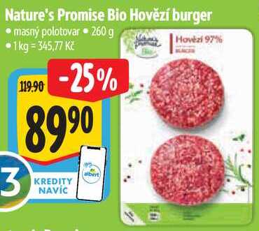 Nature's Promise Bio Hovězí burger, 260 g