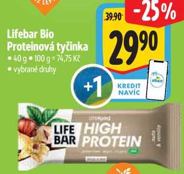Lifebar Bio Proteinová tyčinka, 40 g