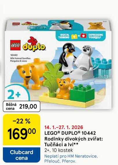LEGO® DUPLO® 10442 Rodinky divokých zvířat: Tučňáci a lvi, 2+, 10 kostek  