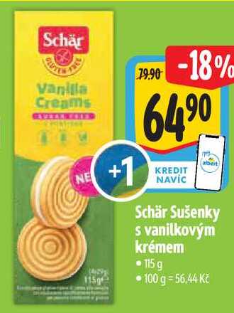 Schär Sušenky s vanilkovým krémem, 115 g