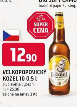 VELKOPOPOVICKÝ KOZEL 10° 0,5 L pivo světlé výčepní 