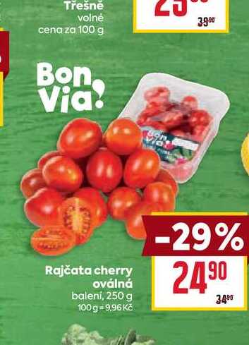Rajčata cherry oválná balení, 250 g 