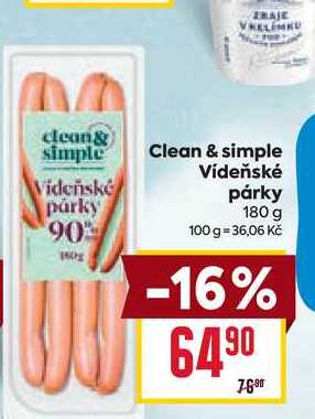 Clean & simple Videňské párky 180g