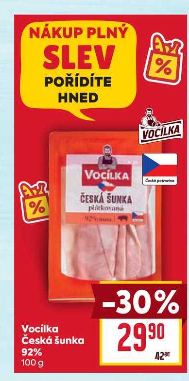Vocilka Česká šunka 92% 100 g 