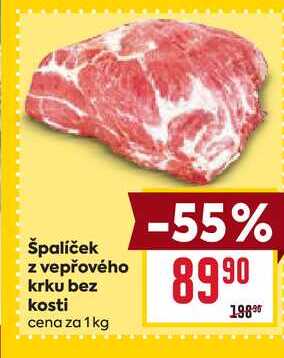 špalíček z vepřového krku bez kosti cena za 1 kg 
