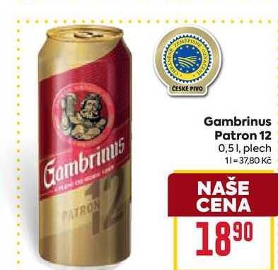 Gambrinus Patron 12 0,51, plech