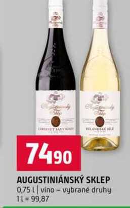 AUGUSTINIÁNSKÝ SKLEP 0,75l vino vybrané druhy 