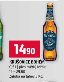 KRUŠOVICE BOHÉM BOHEM 0,5l pivo světlý ležák 