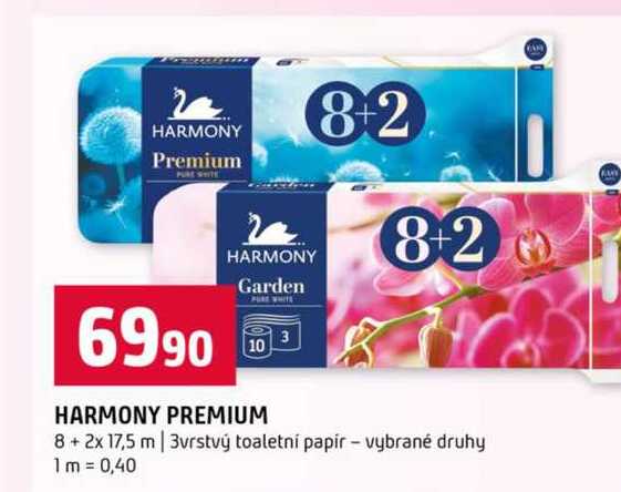 HARMONY PREMIUM 8+ 2x 17,5 m 3vrstvý toaletní papír vybrané druhy