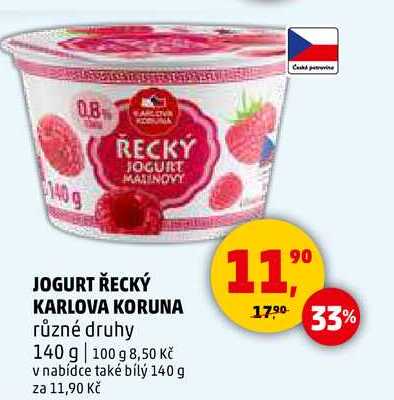 JOGURT ŘECKÝ KARLOVA KORUNA, 140 g