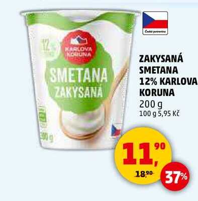 ZAKYSANÁ SMETANA 12% KARLOVA KORUNA, 200 g