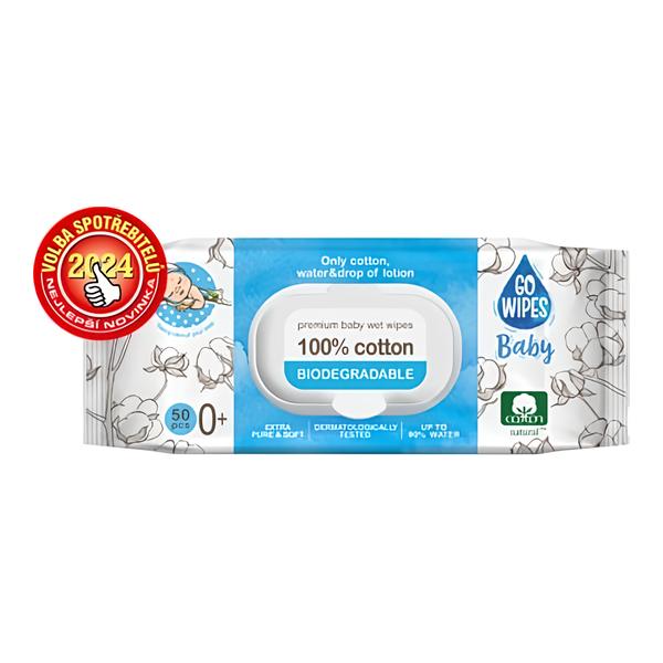 GoWipes Dětské vlhčené ubrousky, 99 % vody, plastic free