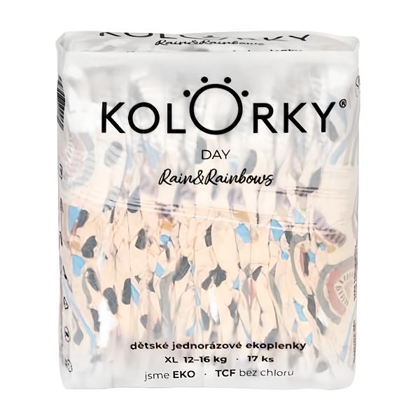 Kolorky Day Jednorázové eko plenky déšť a duhy XL (12-16 kg)