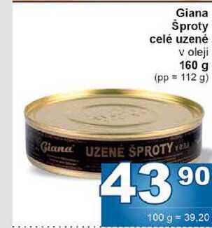 Giana Šproty celé uzené v oleji 160 g 