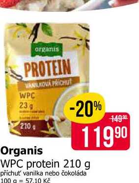 Organis WPC protein 210 g příchuť vanilka nebo čokoláda 
